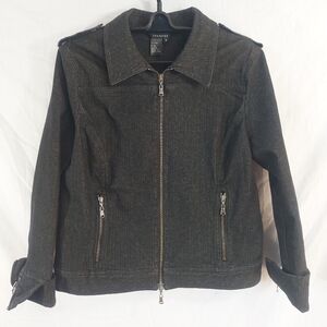 Spanner Black Denim Zippered Jean Jacket, Size 12